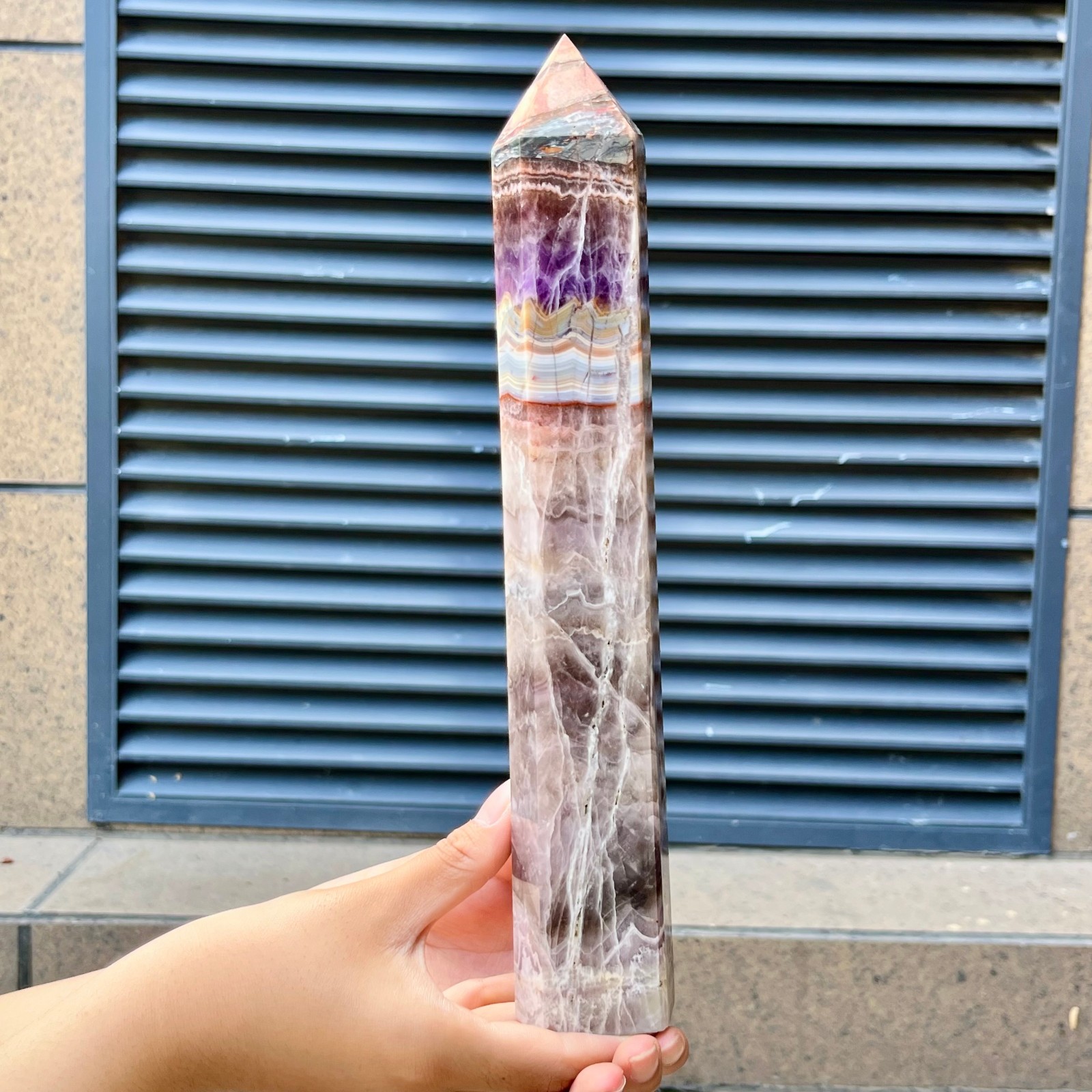 Amethyst Agate Natural Tower Purple Crystal Point Collectible Specimen 2.3 lb