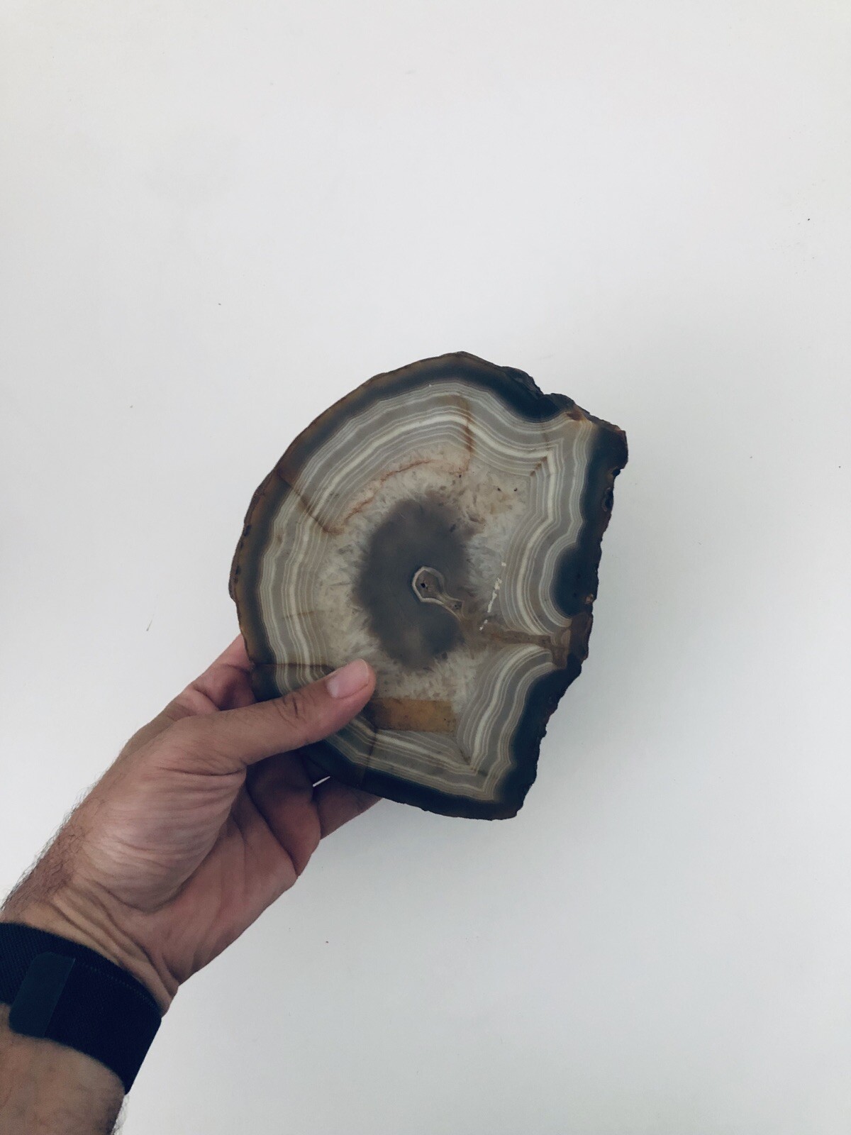 1,220 Grams 2.13 Pounds Polished Agate Crystal Slice Natural Gray Brown Stone