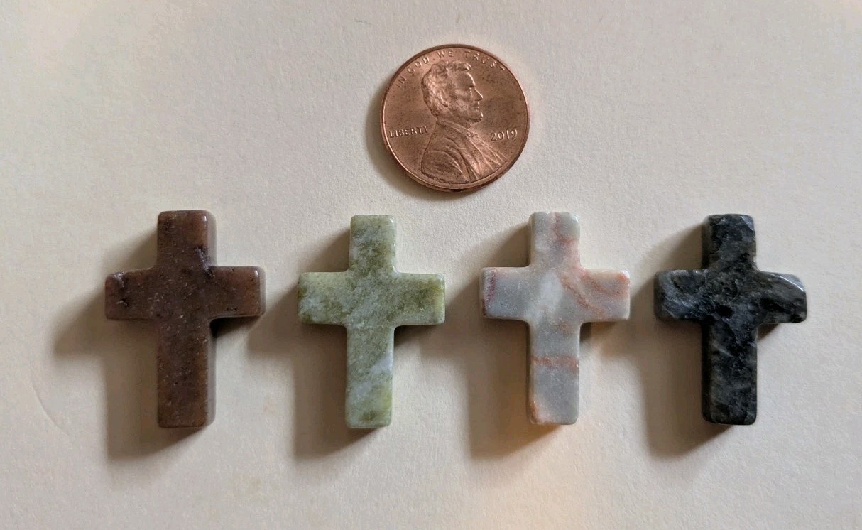 1″ Mini Crystal Crosses Natural Quartz Cross Shaped Worry Stones Charms – #16