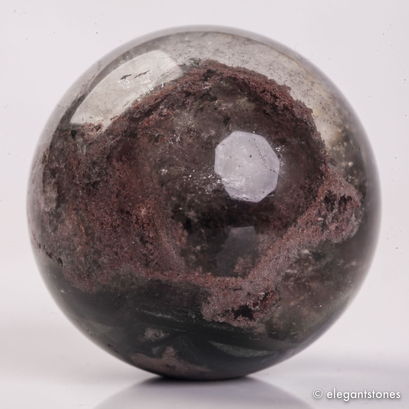 58g34mm Natural Garden/Phantom/Ghost/Lodolite Quartz Crystal Sphere Healing Ball