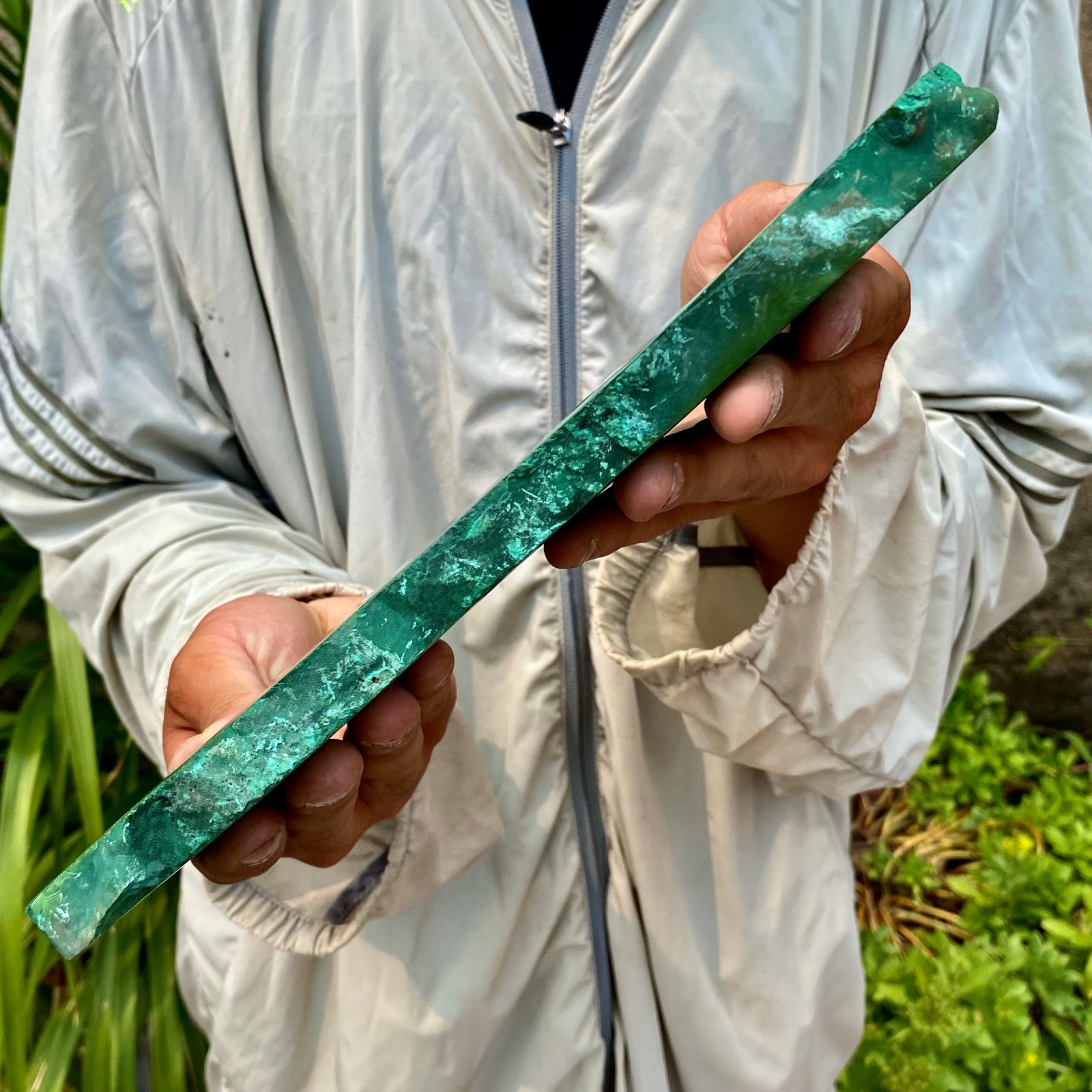 2.6LB Natural malachite slice quartz crystal luster mineral specimen