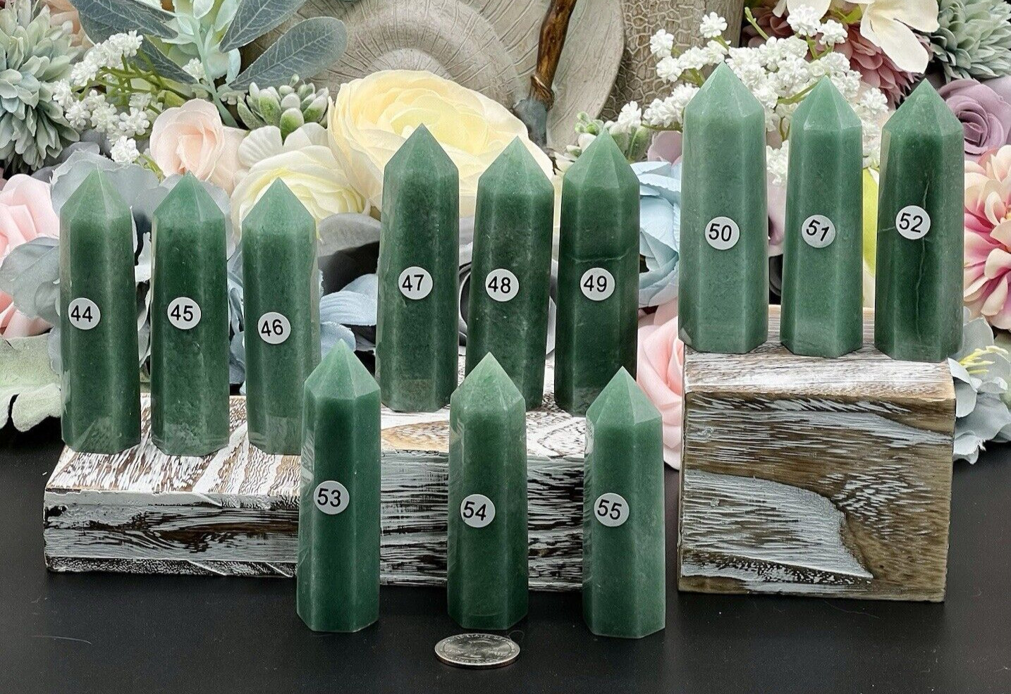 Natural Green Aventurine Points Abundance L@@K Free ship & Gift