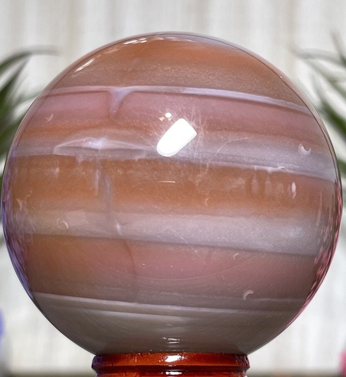 61mm RED BANDED AGATE SPHERE – Mineral Orb Grey Crystal Witch Chakra Reiki Ball