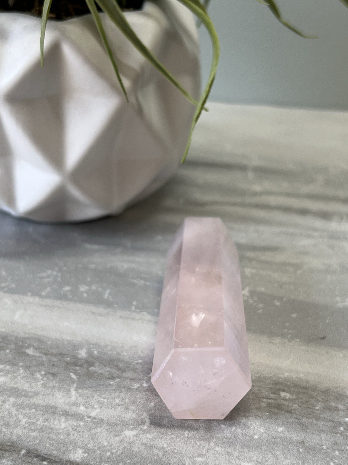 Angel Aura Rose Quartz Tower Crystal Point Pink Healing Stone Polished 3.75”