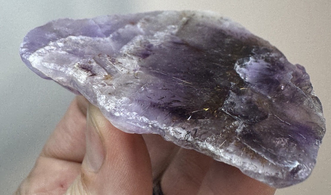 Boreal Amethyst Crystal Auralite23 Natural Phantom Reveal On Polished Face