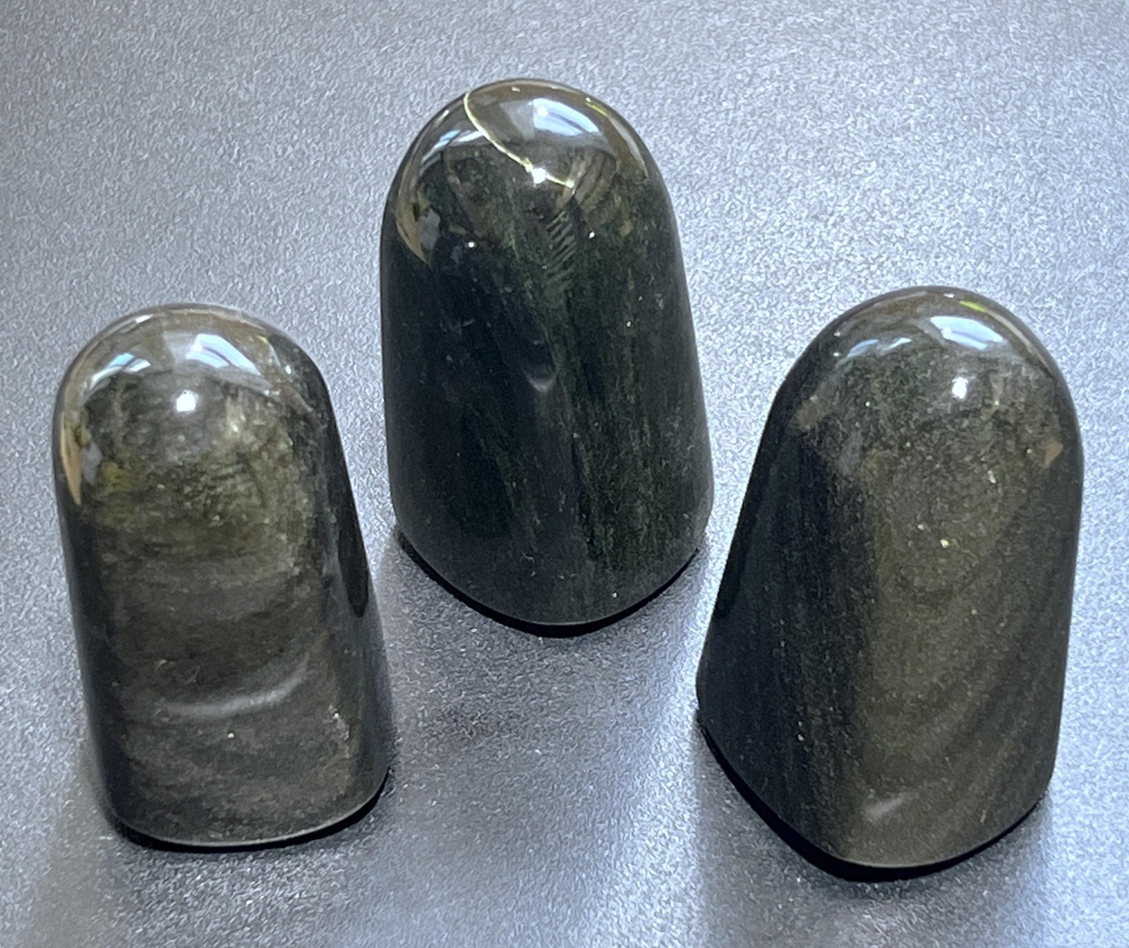 Gold and Silver Sheen Black Obsidian Freeform Standing Towers Genuine Mineral
