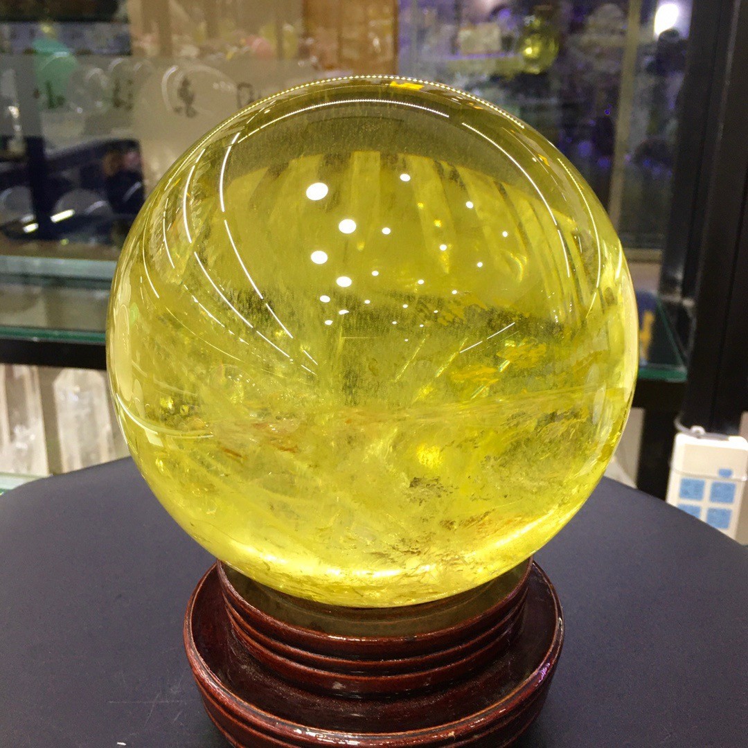 15.3LB Top Natura Citrine Quartz Sphere Quarzt Crystal Ball reiki Healing