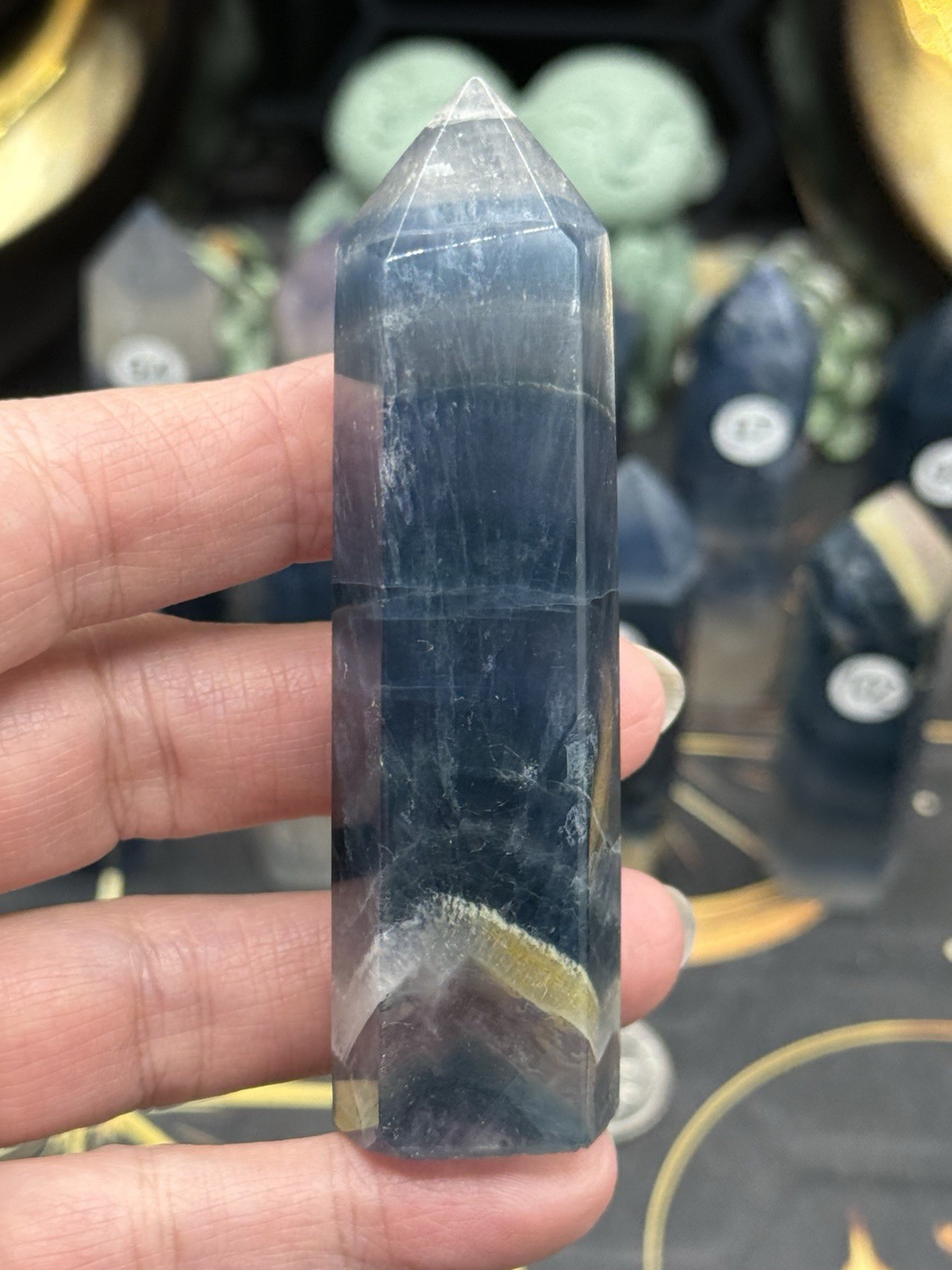 Natural Blue Flouorite Points Clear Banding Free shipping