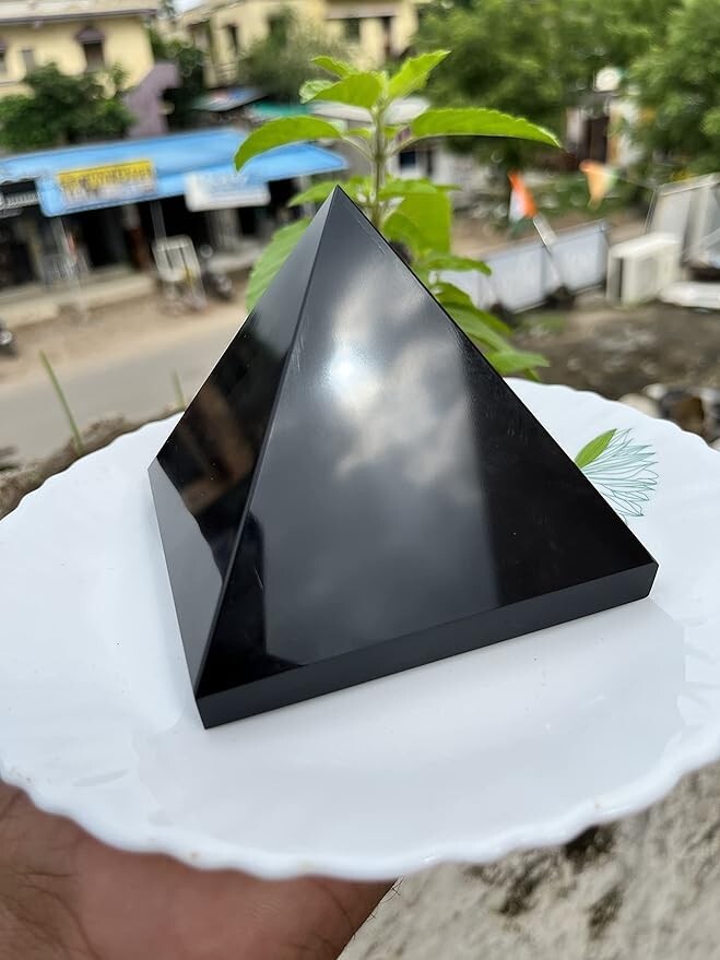 Large Black Tourmaline Crystal Pyramid Handmade Crystal Home Office Decorative