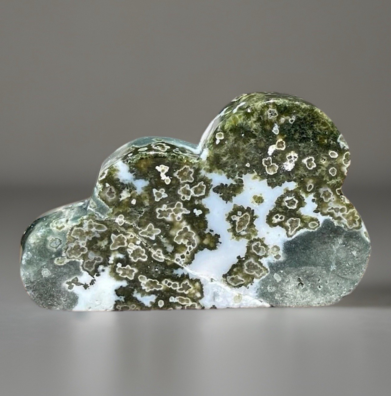 7th Vein Ocean Jasper Cloud Carved Slab with Green Quartz #18 Bubble Jasper