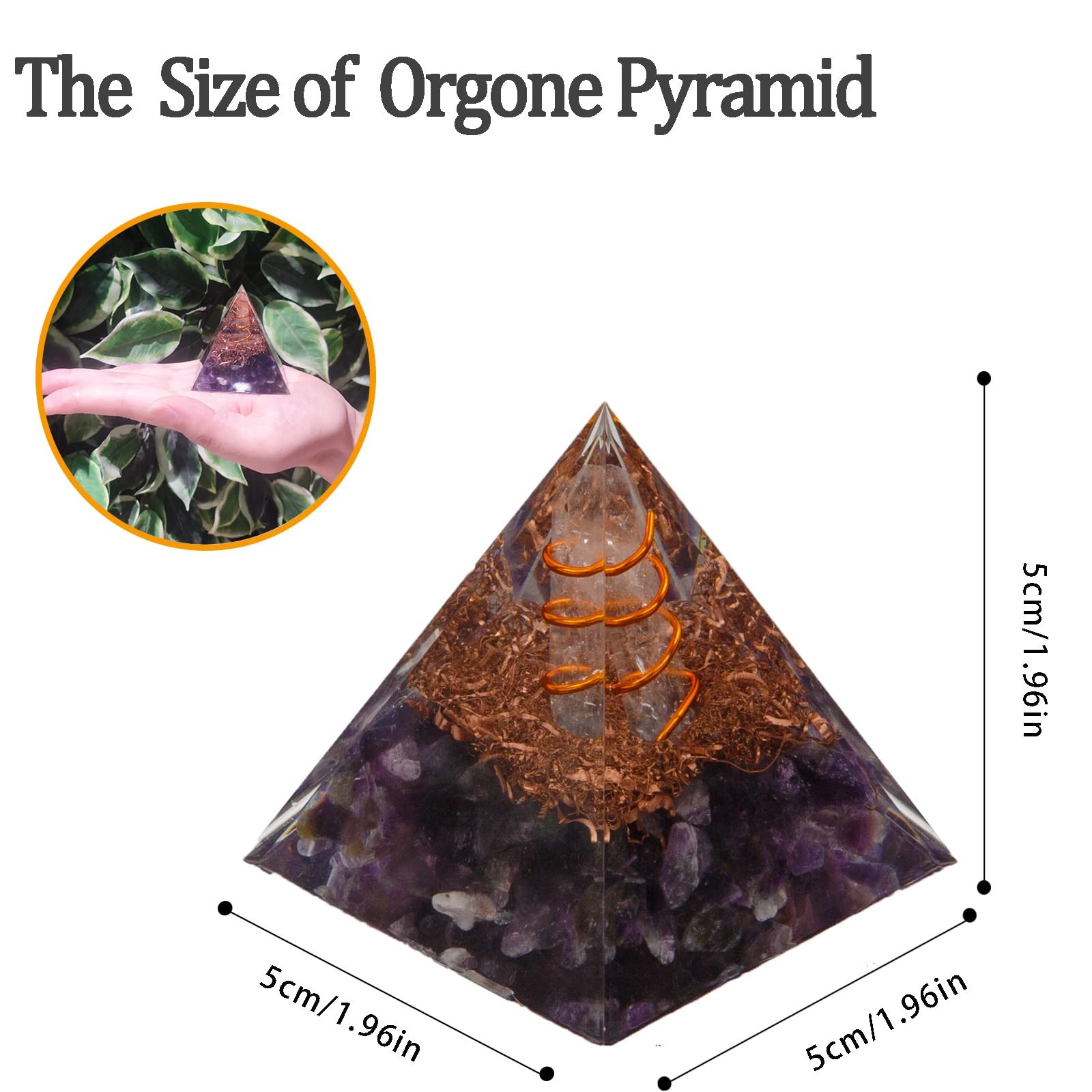 TESTRYE Orgone Pyramid,Amethyst Orgonite Pyramid for Protection,Healing Cryst…