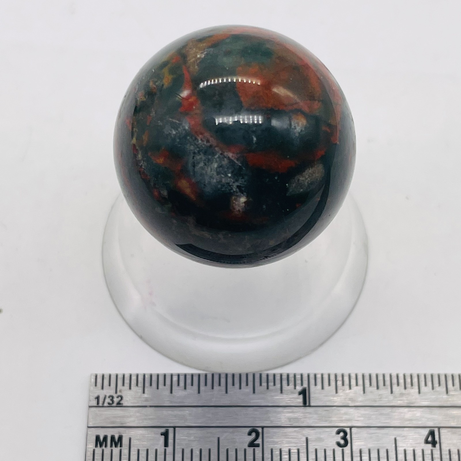 Bloodstone Sphere 20g (3oz) Display Specimen | 25mm (1″) | Green Red | 1 Sphere|
