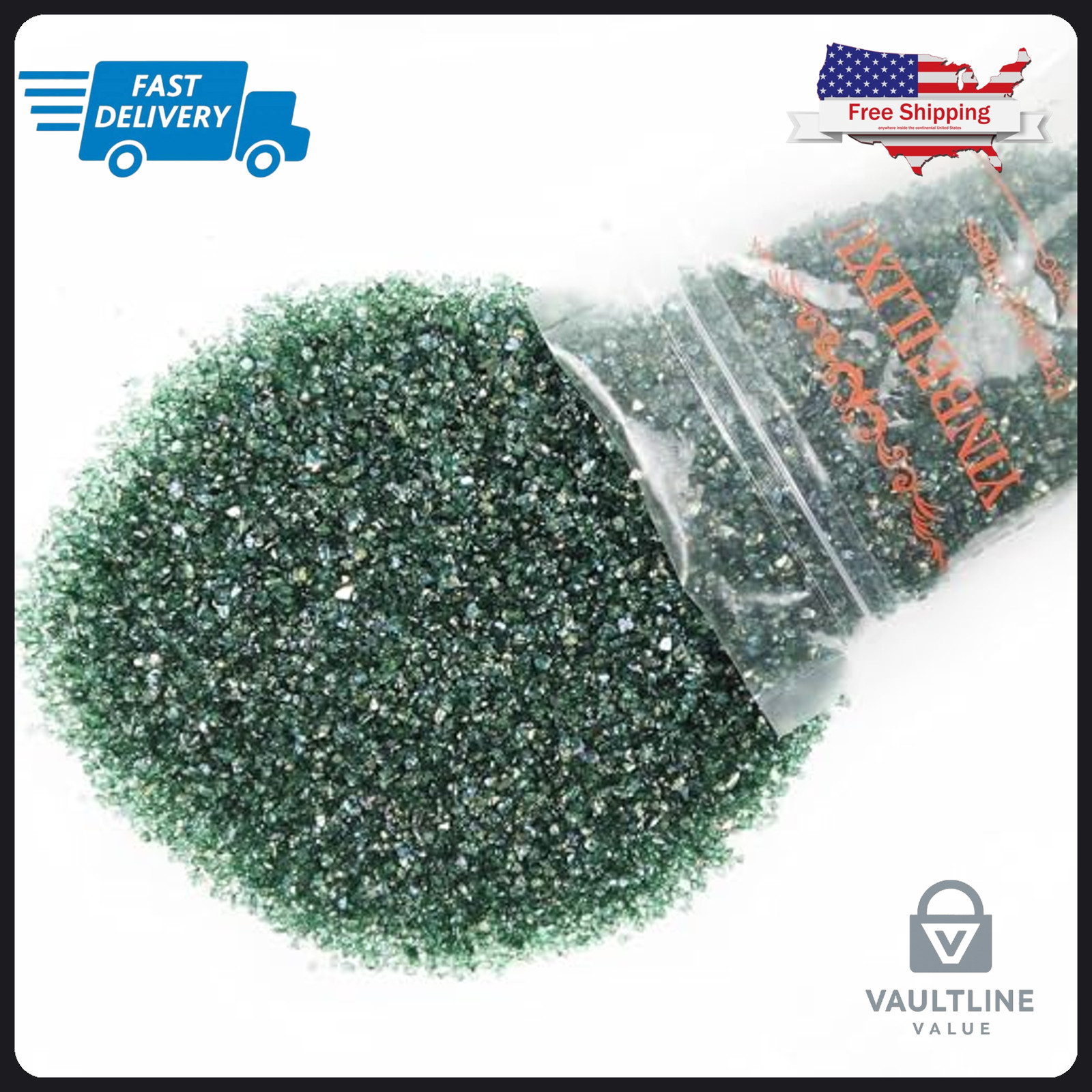 7oz Crushed Glass Chips Blackish Green Irregular Stones for Resin Art Crafts
