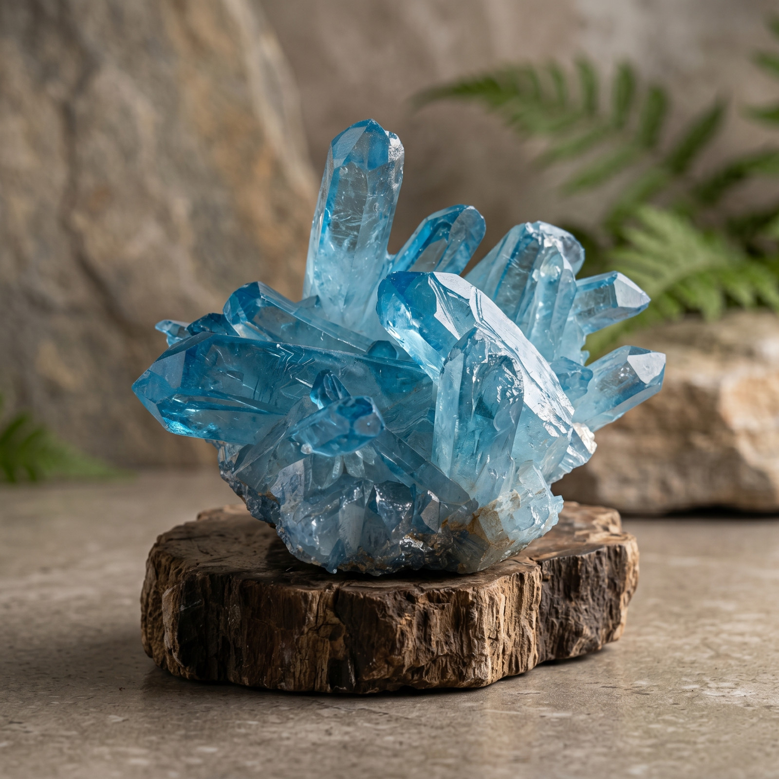 Aqua Aura Blue Quartz Titanium Cluster Mineral Specimen Geode Ornament 80-100g