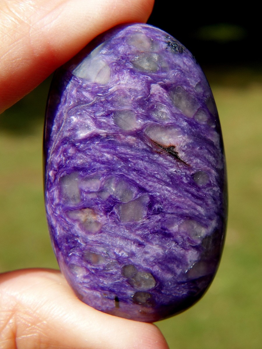 Charoite Palm Stone Rich Purple Swirls Pocket Stone