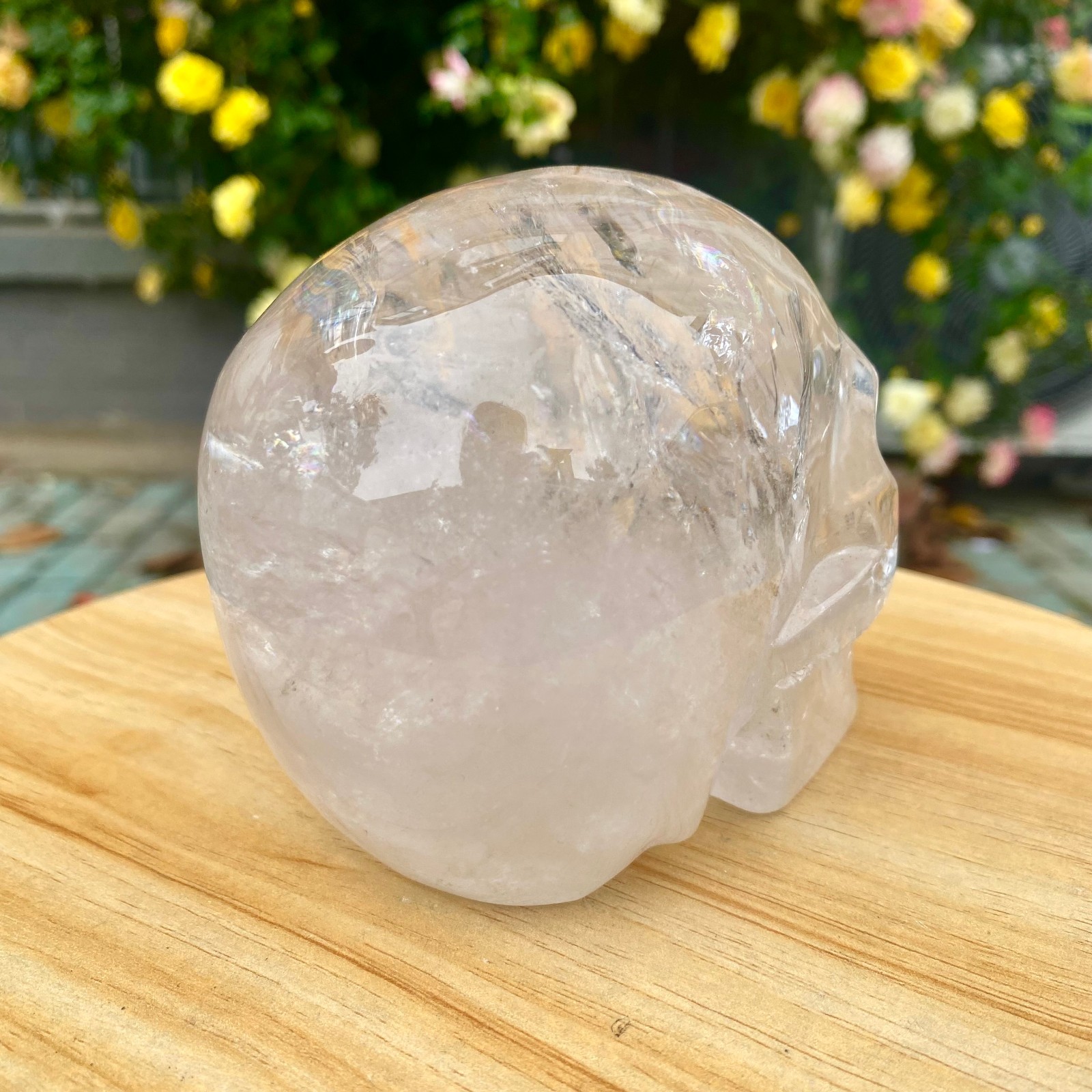 2.46LB TOP! White melting quartz hand carved crystal skull gem reiki healing