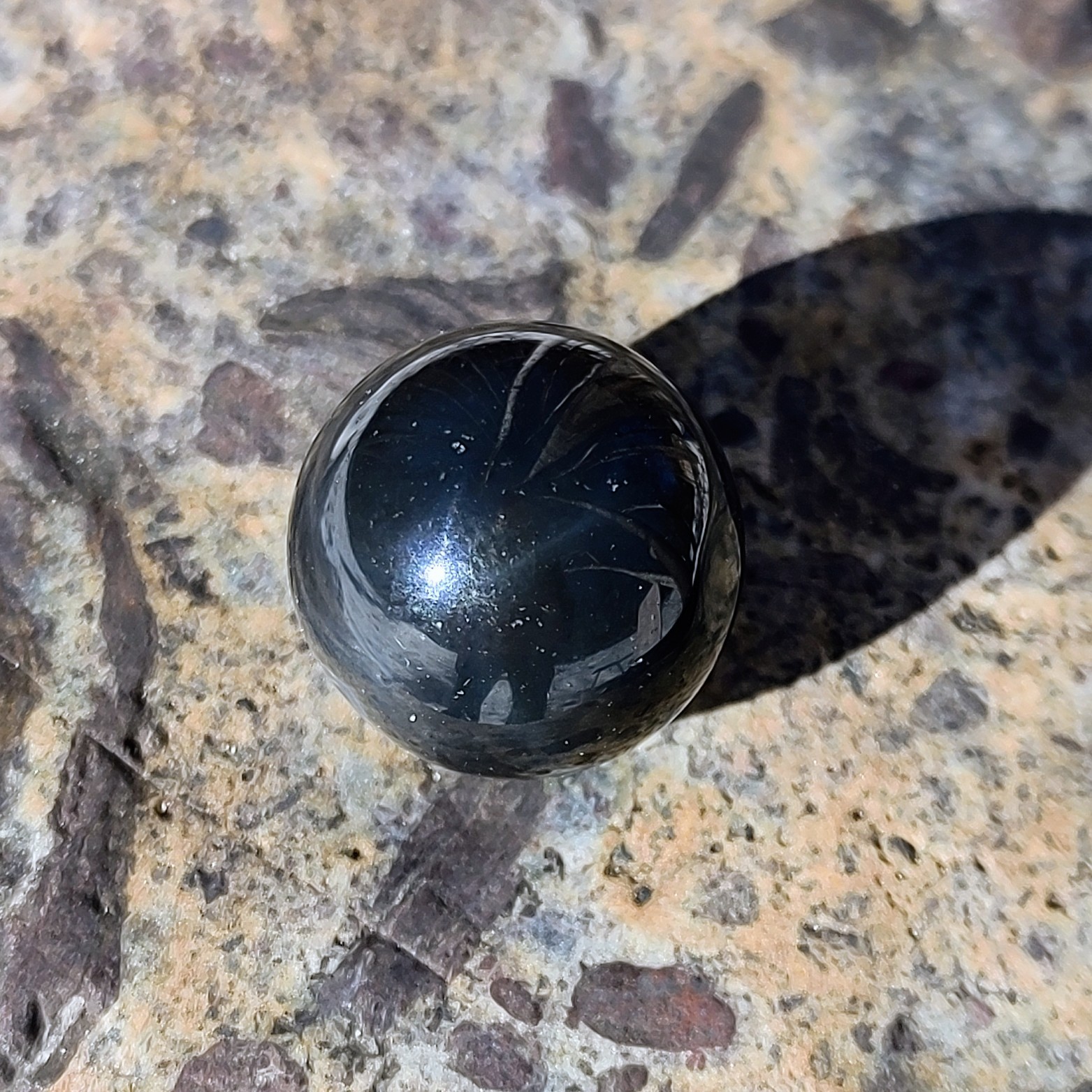 Agate Marble Sphere, Black /White 20mm Madagascar Crystal Agate Marble
