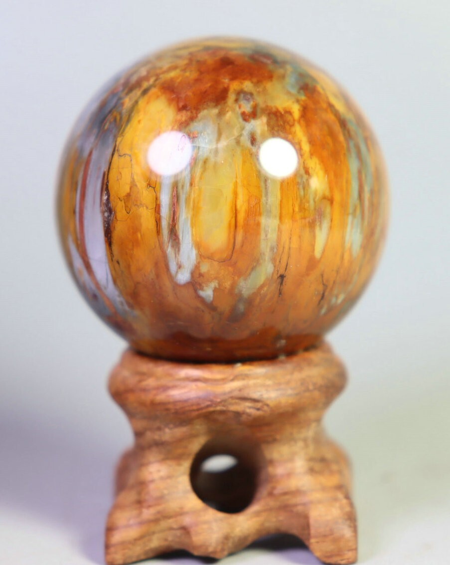 41mm Natural Rutile Polished Rutilated Quartz Crystal Sphere Ball Healing/Stand