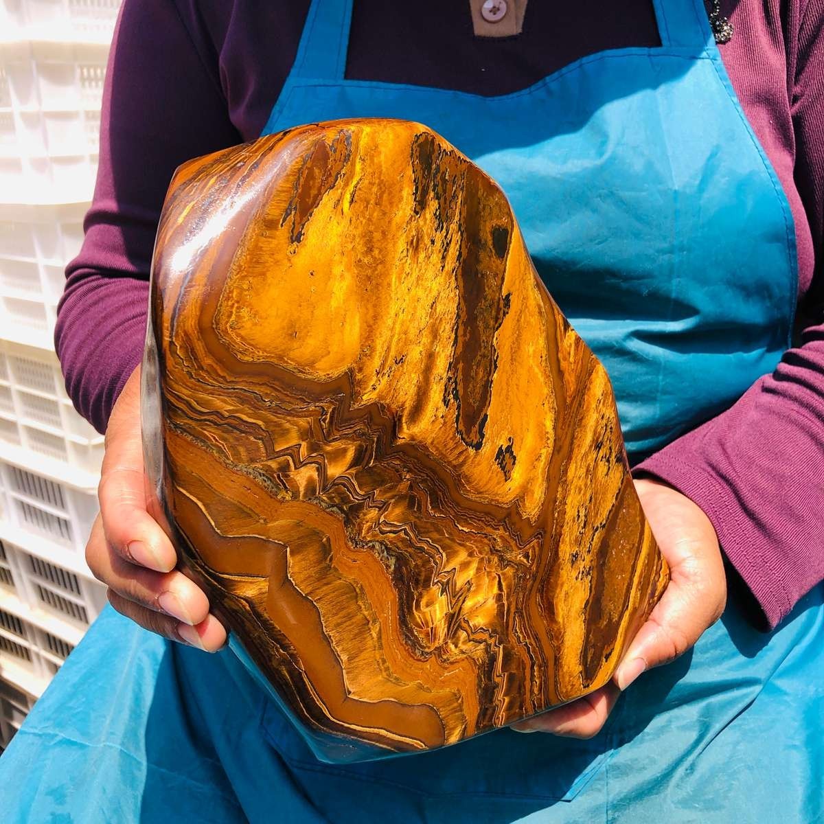 8.99 LB Natural Tiger Eye Polished Specimen Home Decor Raw Healing Stone 5353