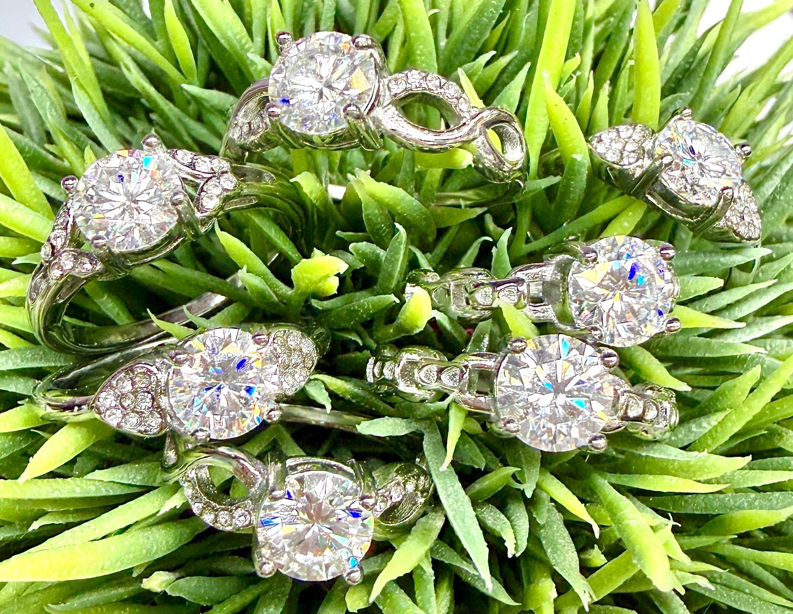 Wholesale Lot 7 Pcs Natural Moissanite Stainless Steel(316) rings 4mm