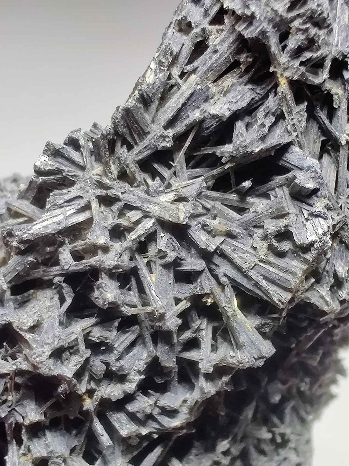 Jamesonite crystals, no matrix. Sombrerete, Zacatecus, Mexico. 6 cm.