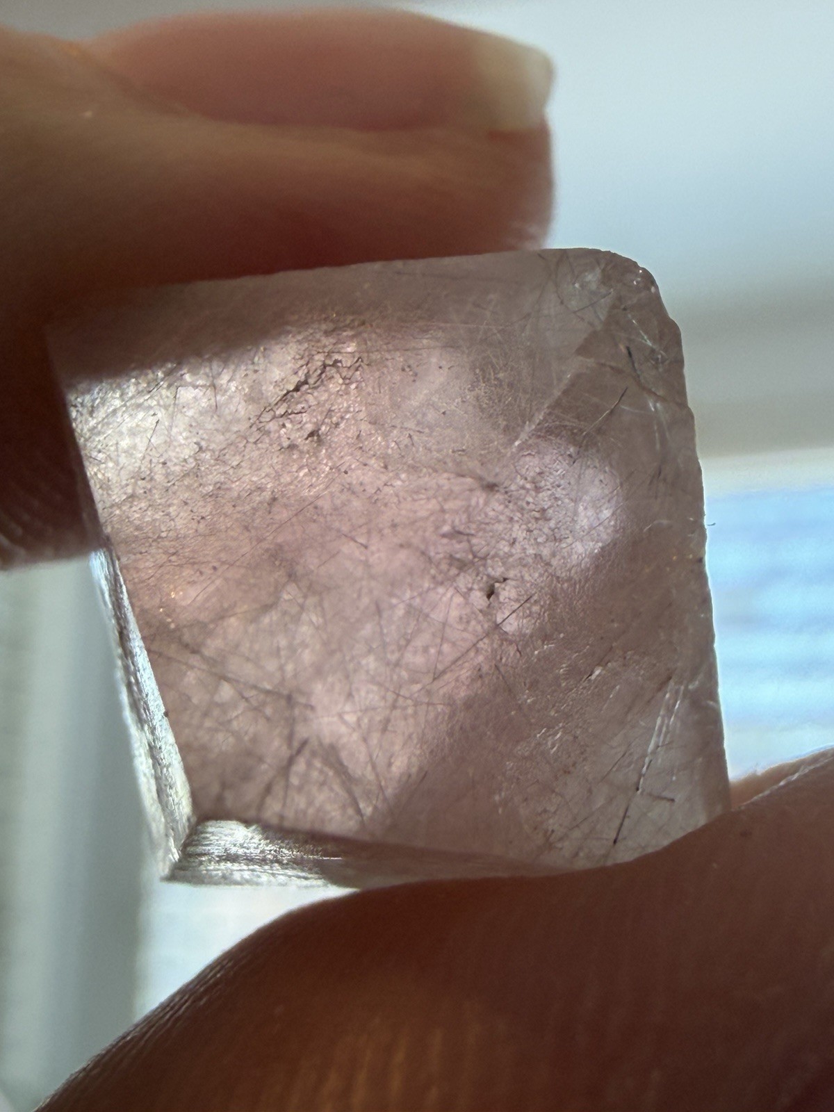 Pink Octahedral Fluorite With Side Rider, From Inner Mongolia, China