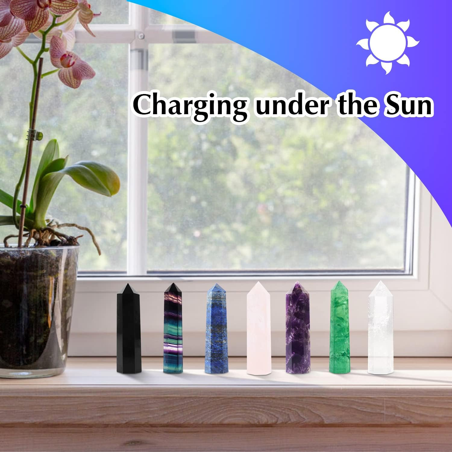 7 PCS Healing Crystal Wands | 2″ Amethyst, Rose Quartz,Clear Quartz,Black Obsidi