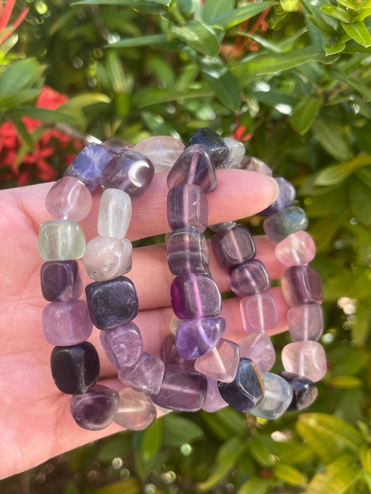 Grade A++ Fluorite Nugget Bracelet, Genuine Fluorite Gemstone Nugget Bracelet