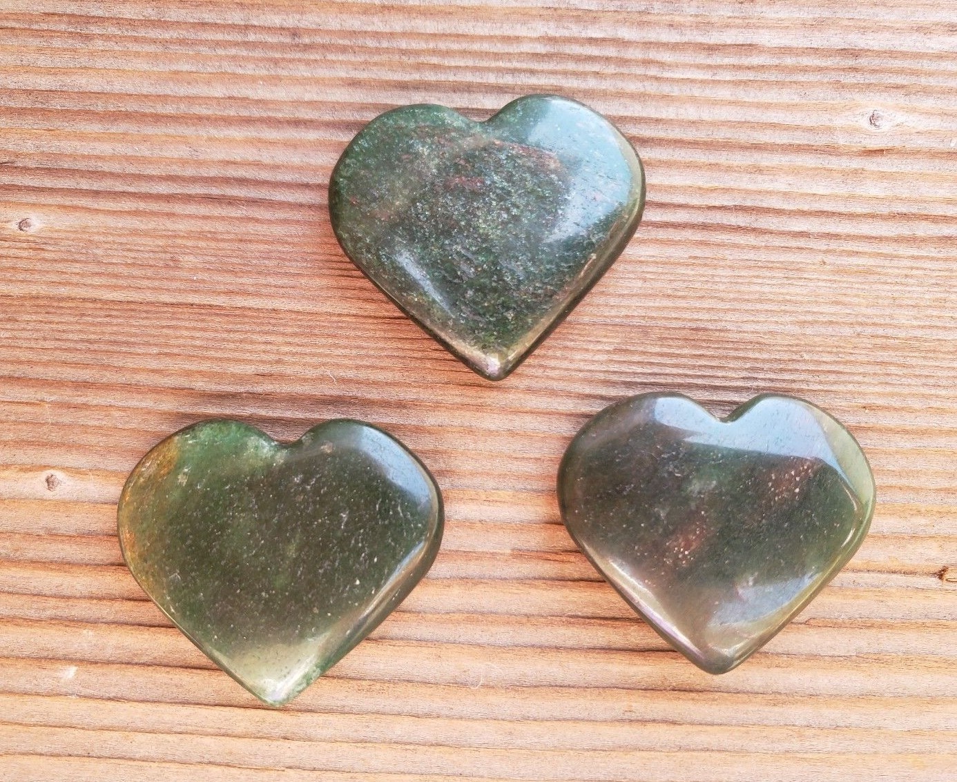NATURAL GREEN JADE GEMSTONE PUFFY HEART 30-35mm