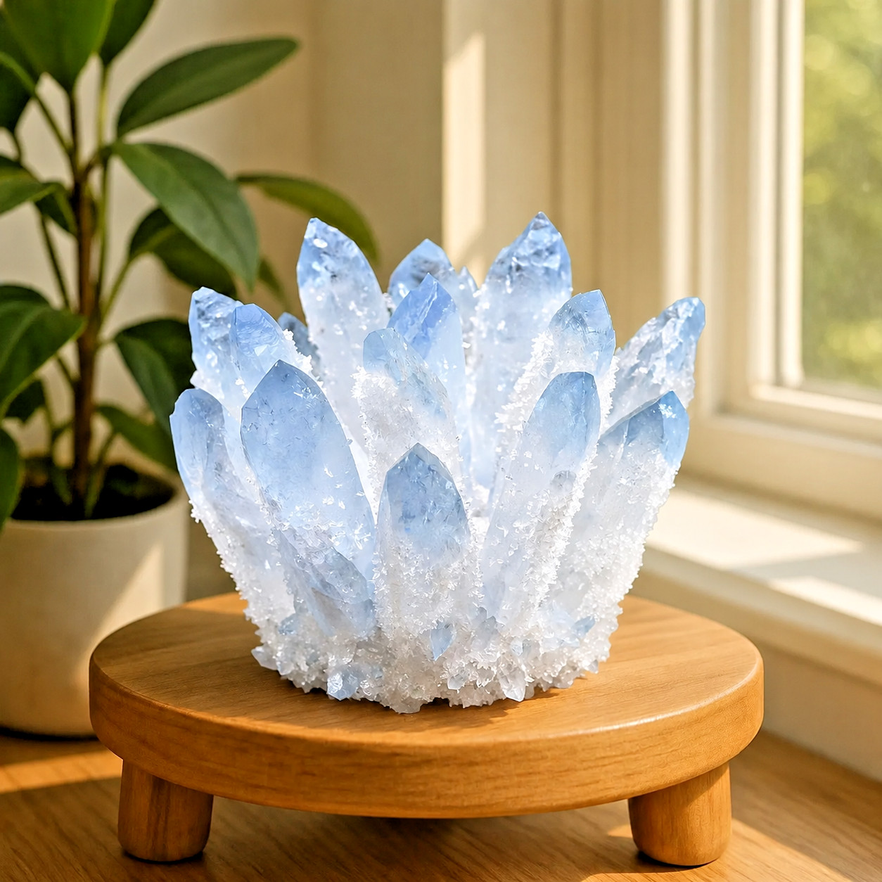 320g+ Blue Phantom Quartz Crystal Cluster Geode Vug Mineral Specimen Gift Decor