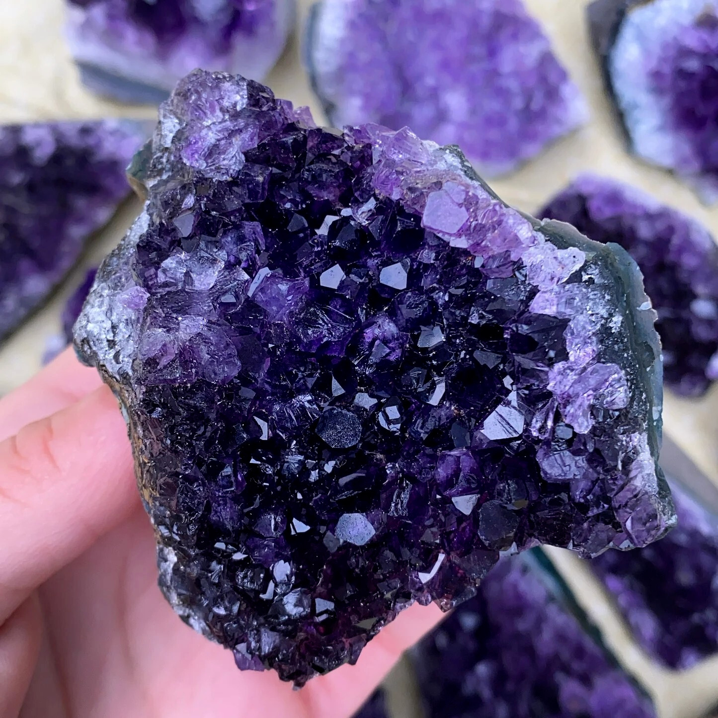 Natural Raw Amethyst Geode Crystal Cluster Healing Reiki Meditation Decoration