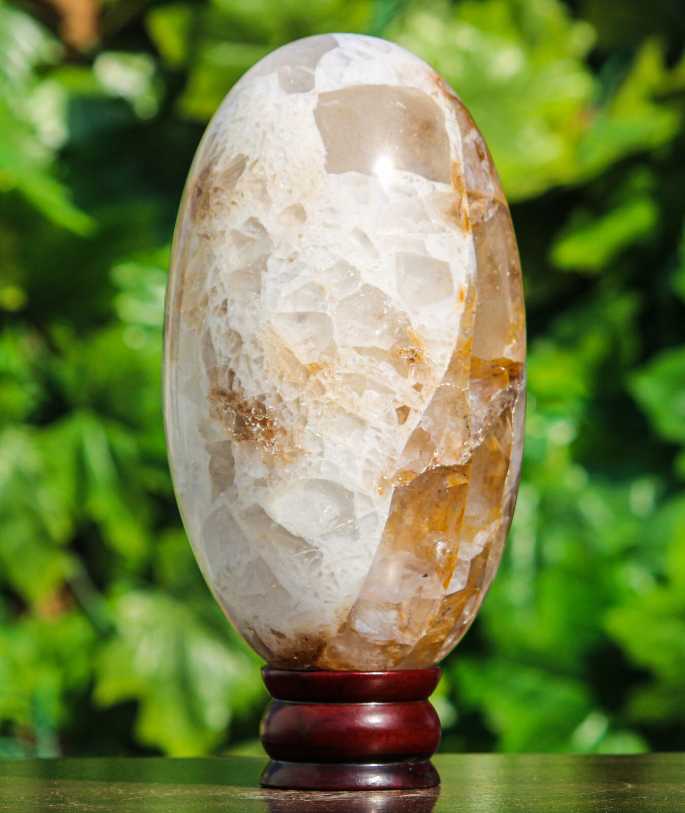 Superb 195mm Yellow Fire Quartz Crystal Healing Chakra Reiki Gemstone Lingam Egg