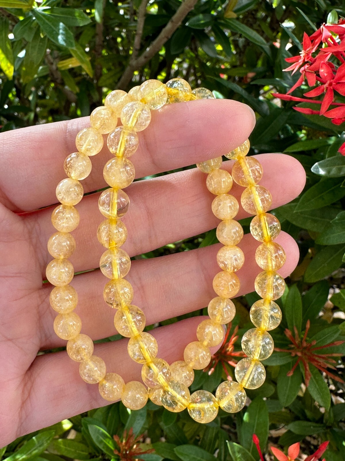 Grade A++ Citrine Crystal Bead Bracelet 6-7mm, Citrine Crystal Gemstone Bracelet