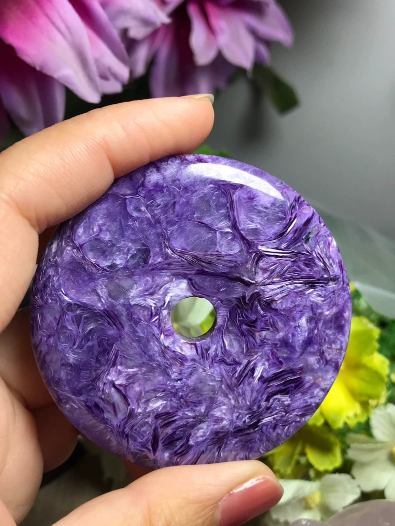 Charoite Donut Large Purple Charoite Circle Healing Crystal Home Decor Ornament