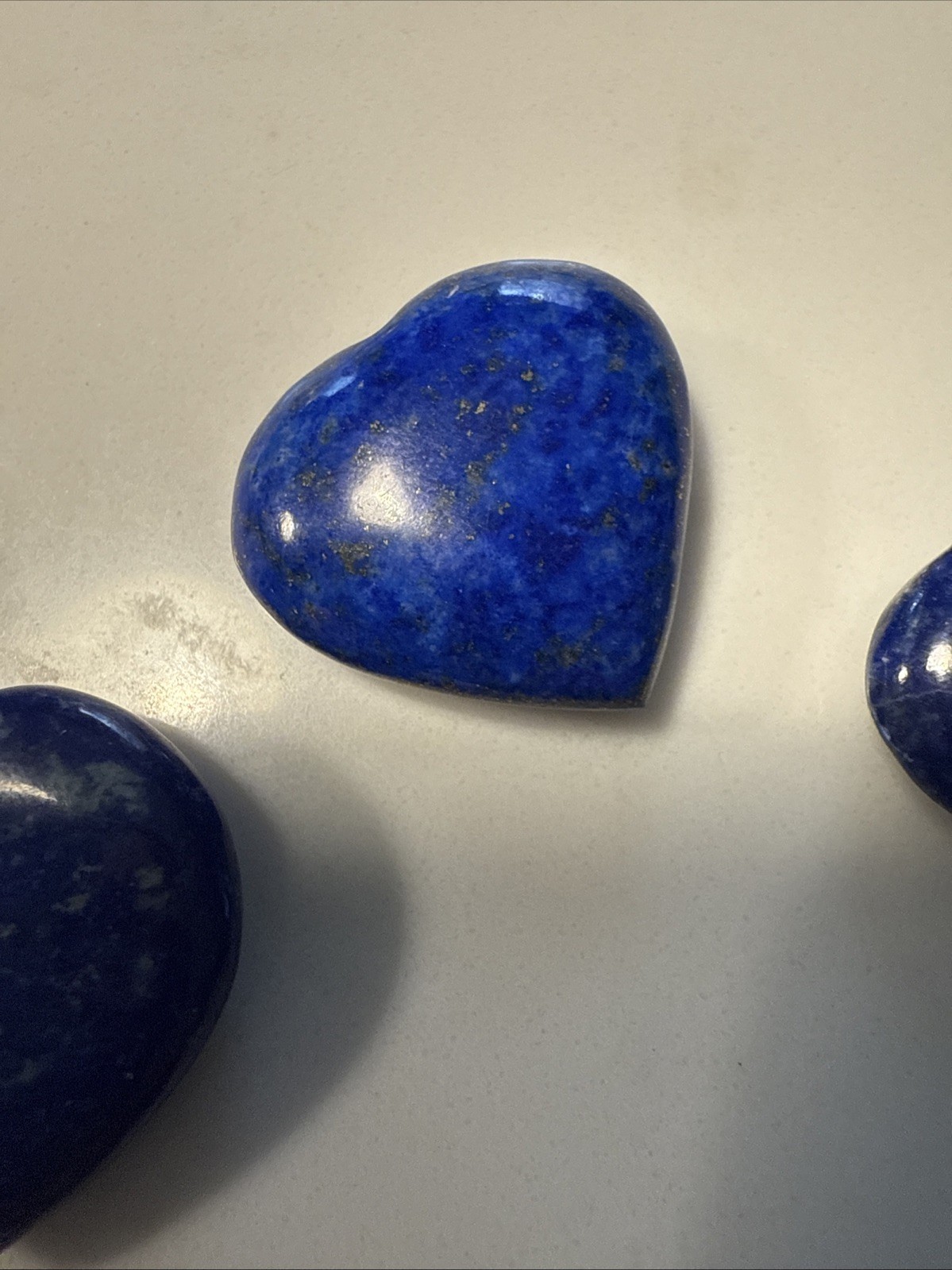 Set Of 5 Lapis Lazuli Hearts Deep Blue Rock For Jewelry( Already Drilled On Top)