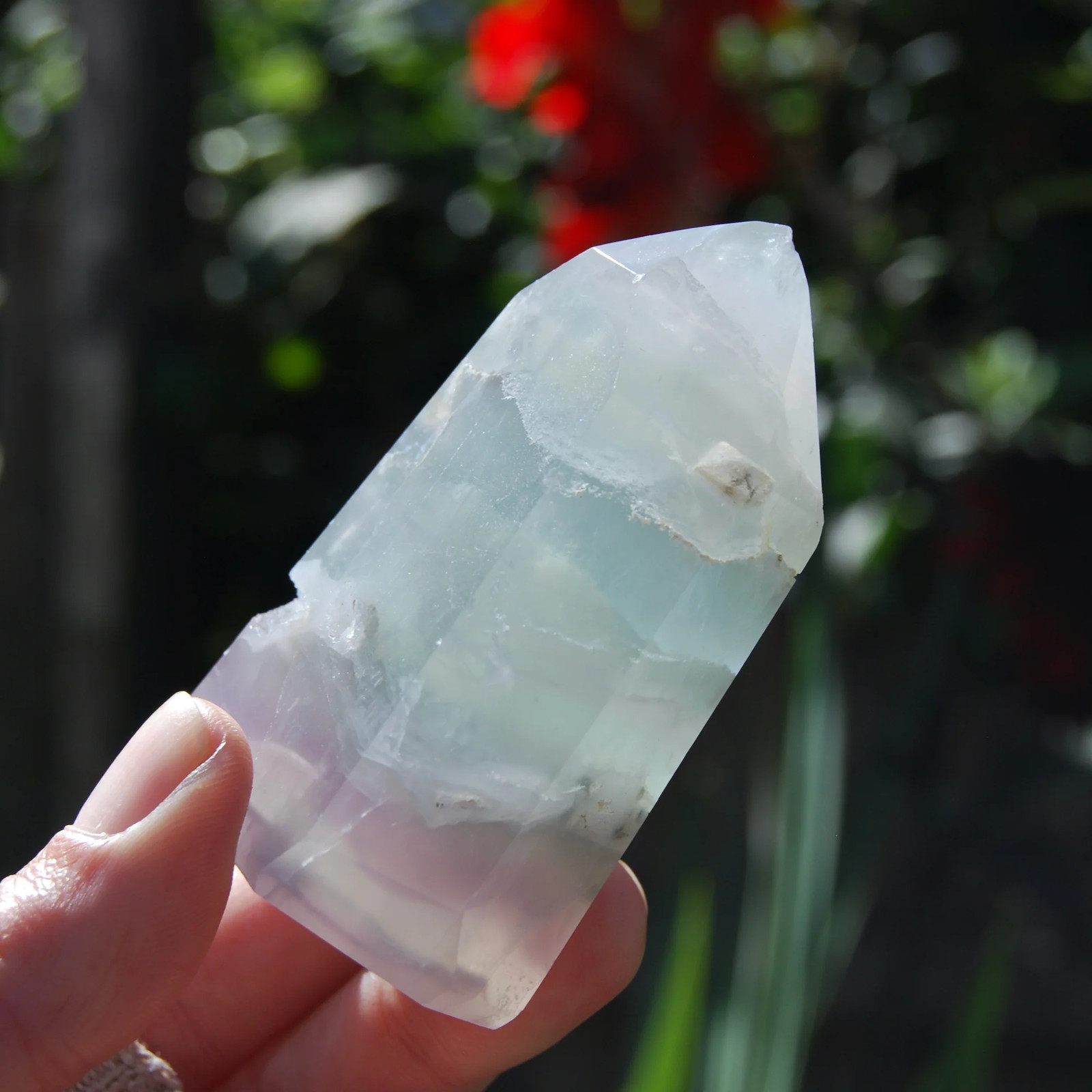 SALE was 125 | 3in 167g Yttrium Fluorite Crystal Tower, Lavender Fluorite, Argen