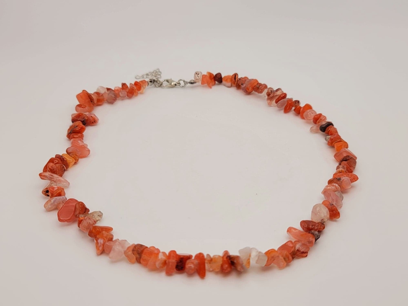 Genuine Natural Handmade Crystal Choker Necklace Silver Tone Carnelian