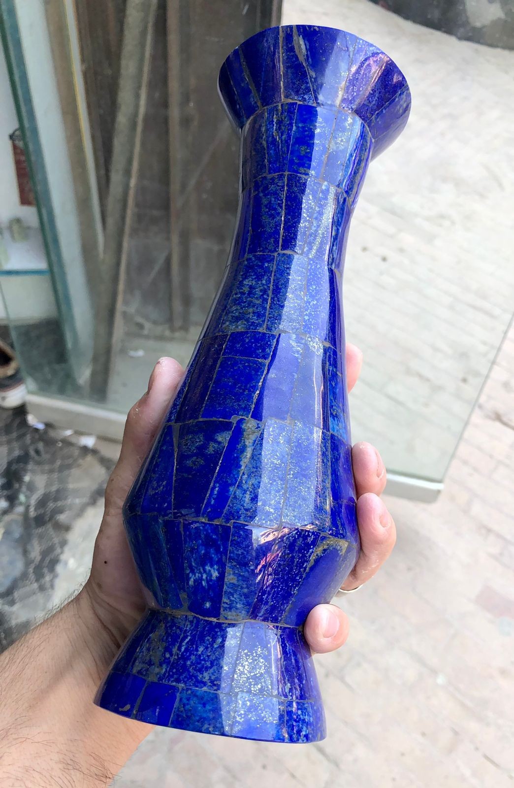 1.11 kg very Beautiful Natural Lapis lazuli Vase Excellent Deep Blue Color . Afg