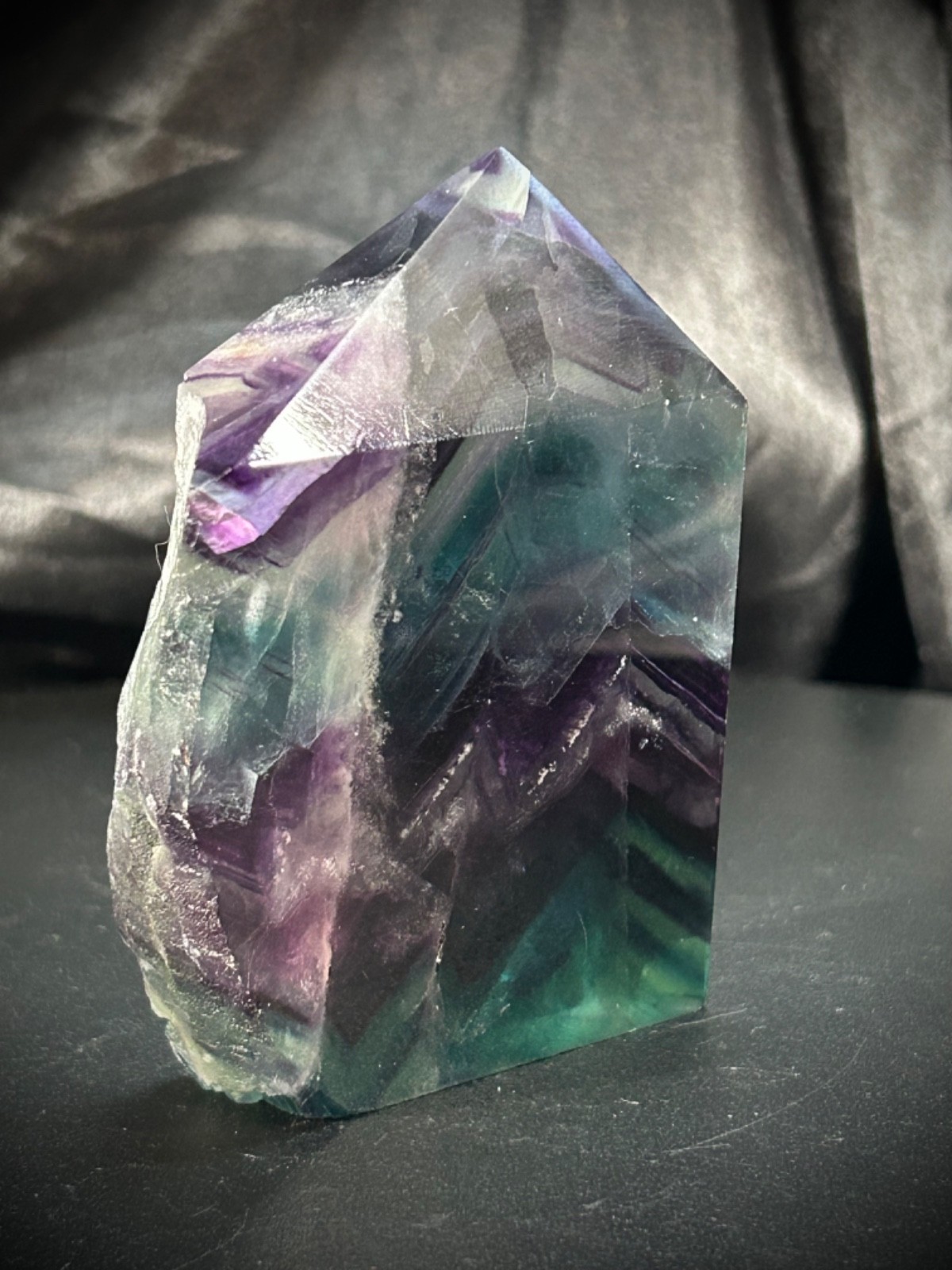 3.26″ Rainbow Fluorite 4 Polished Side/1 Raw Side Tower 8.3oz (241 grams)