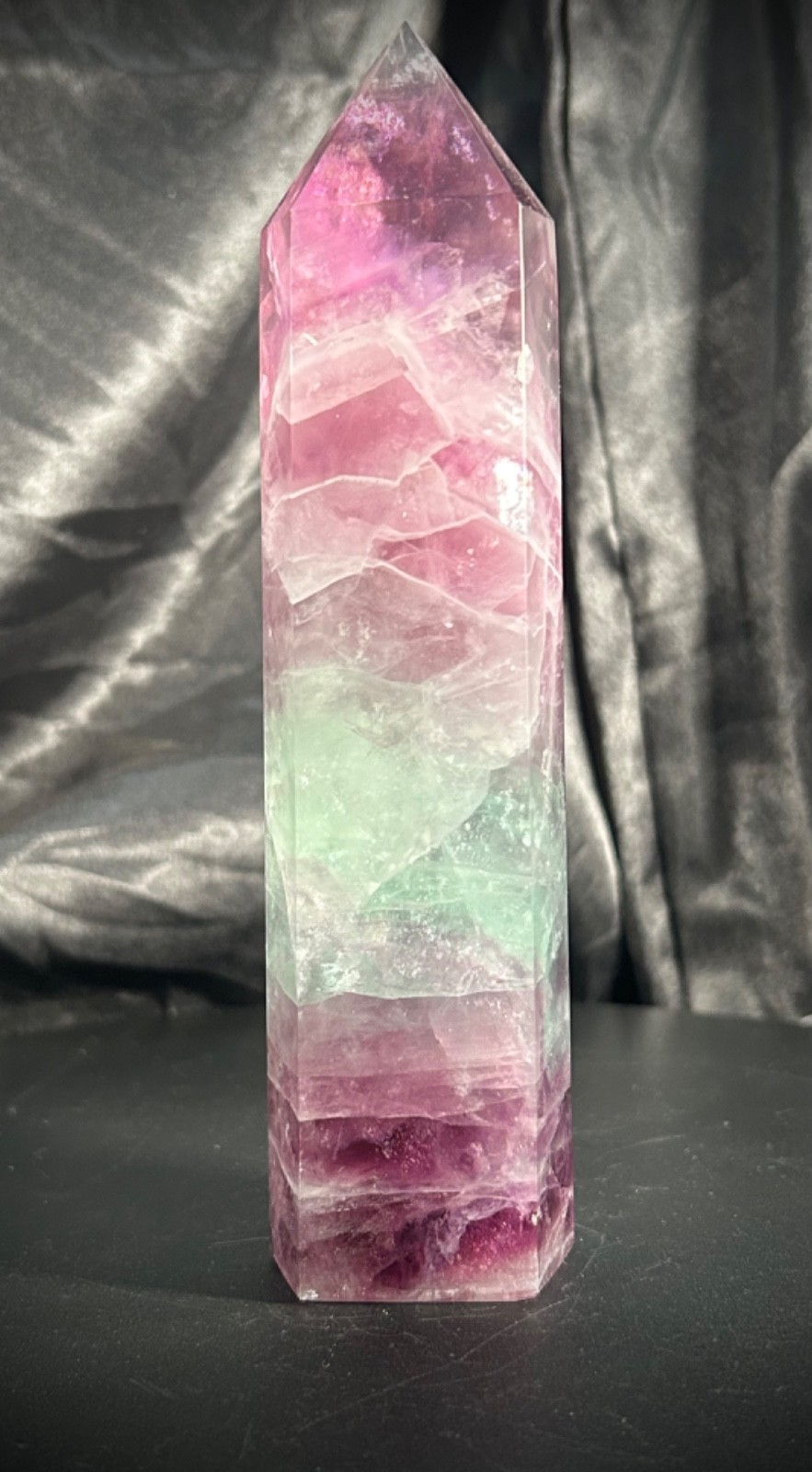 6.5″ Colorful Rainbow Fluorite Tower 1lb 4.1oz (570 grams)