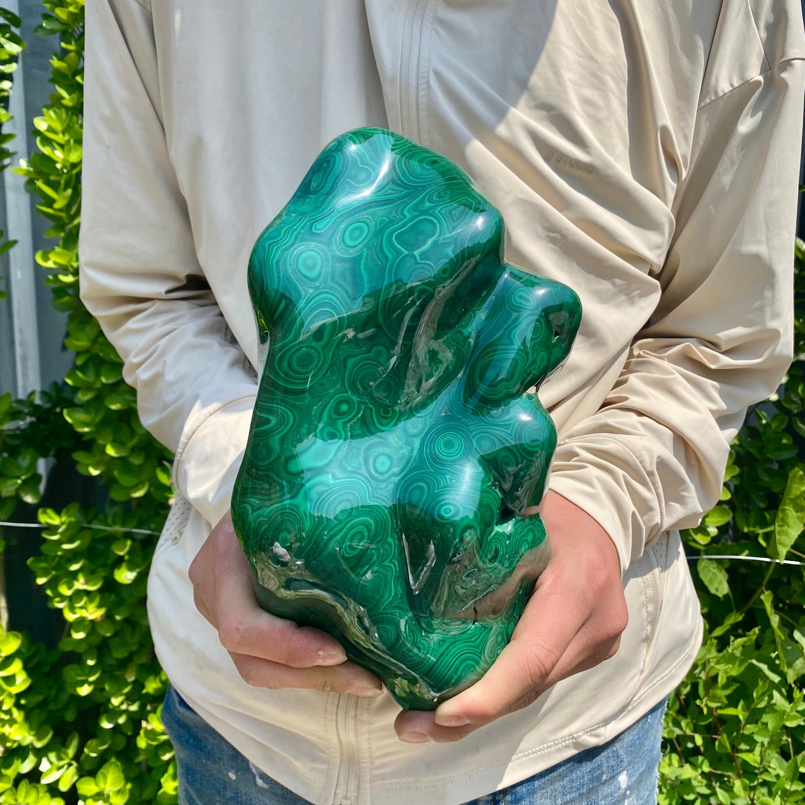 9.47LB Natural glossy Malachite transparent cluster rough mineral sample