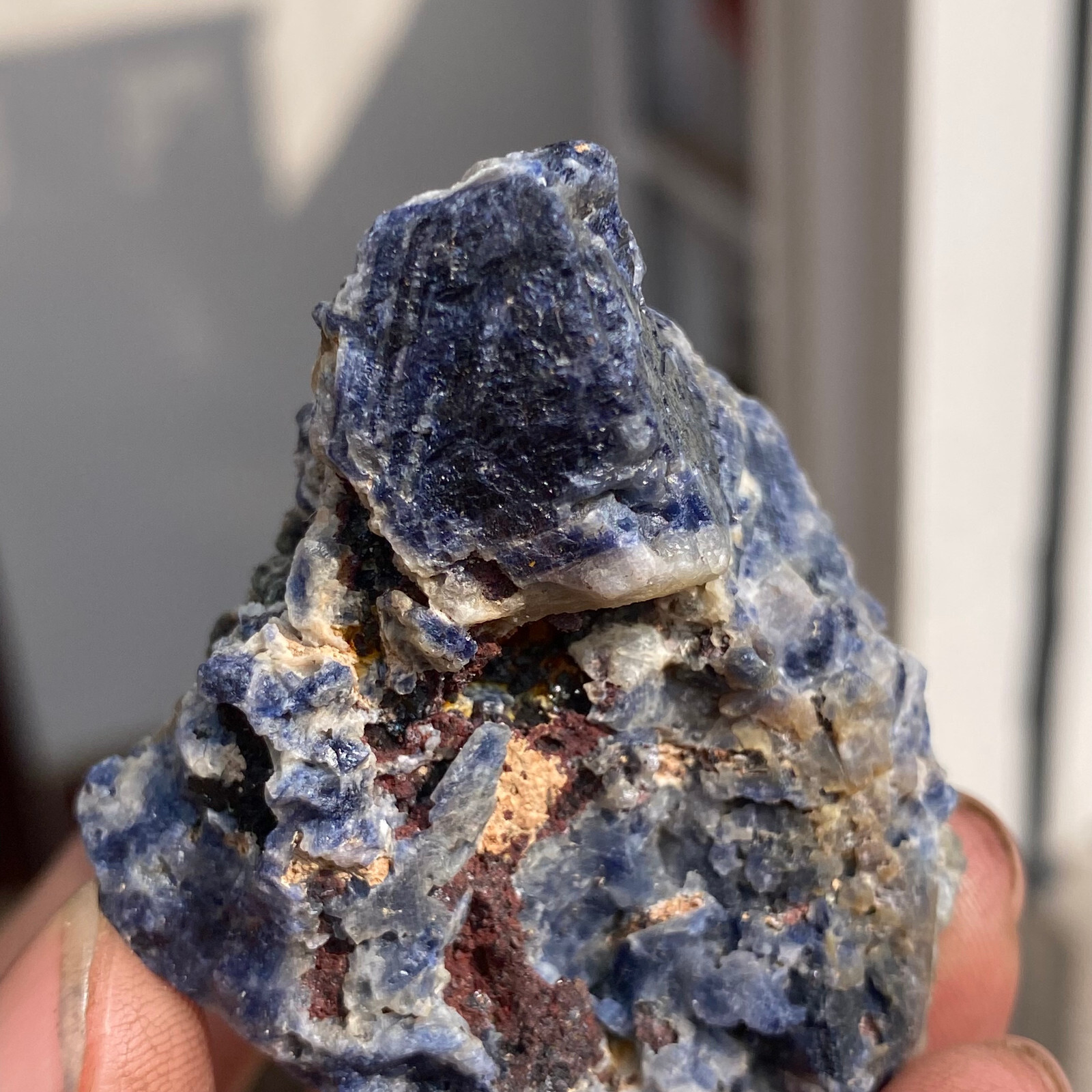 100g Natural Raw Blue Corundum Sapphire Crystal In Matrix Mineral Specimen