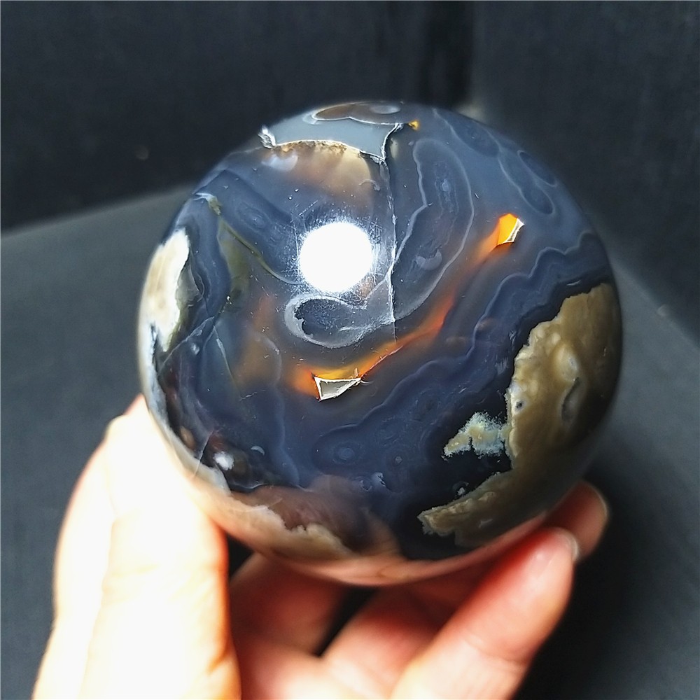 RARE 526G Natural Polished Colorful Agate Stone Ball Healing Madagascar A4723