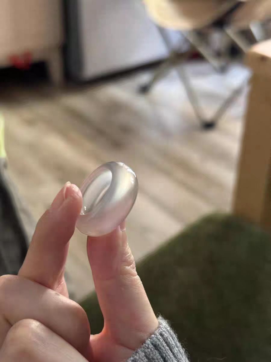 Natural Chalcedony Ring in Donut Shape with Icy Transparency and Moonlight Glow