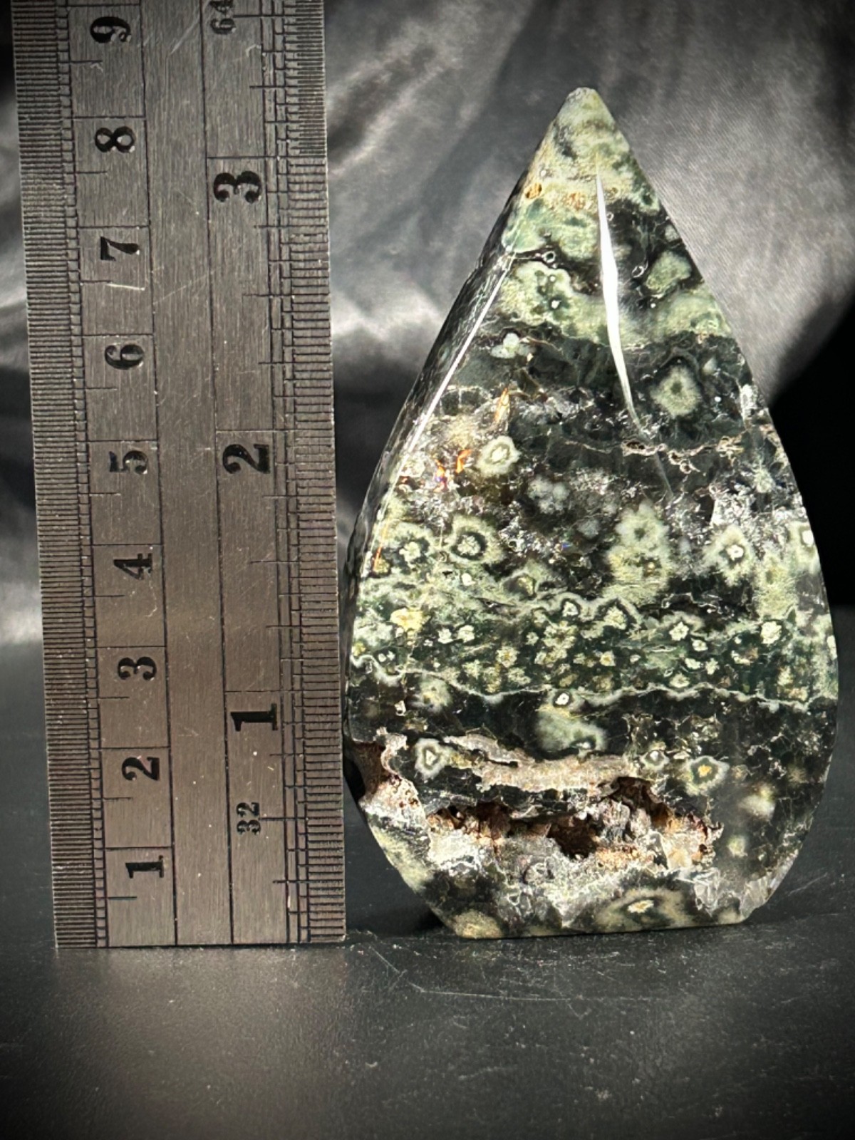 3.24″ 8th Vein Jasper With Druze Teardrop Ornament 4.2oz (120 grams)