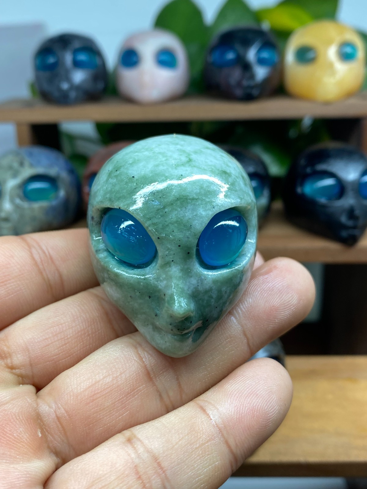 1pc Natural Mixed Quartz Crystal hand Carved Aliens skull reiki healing gift