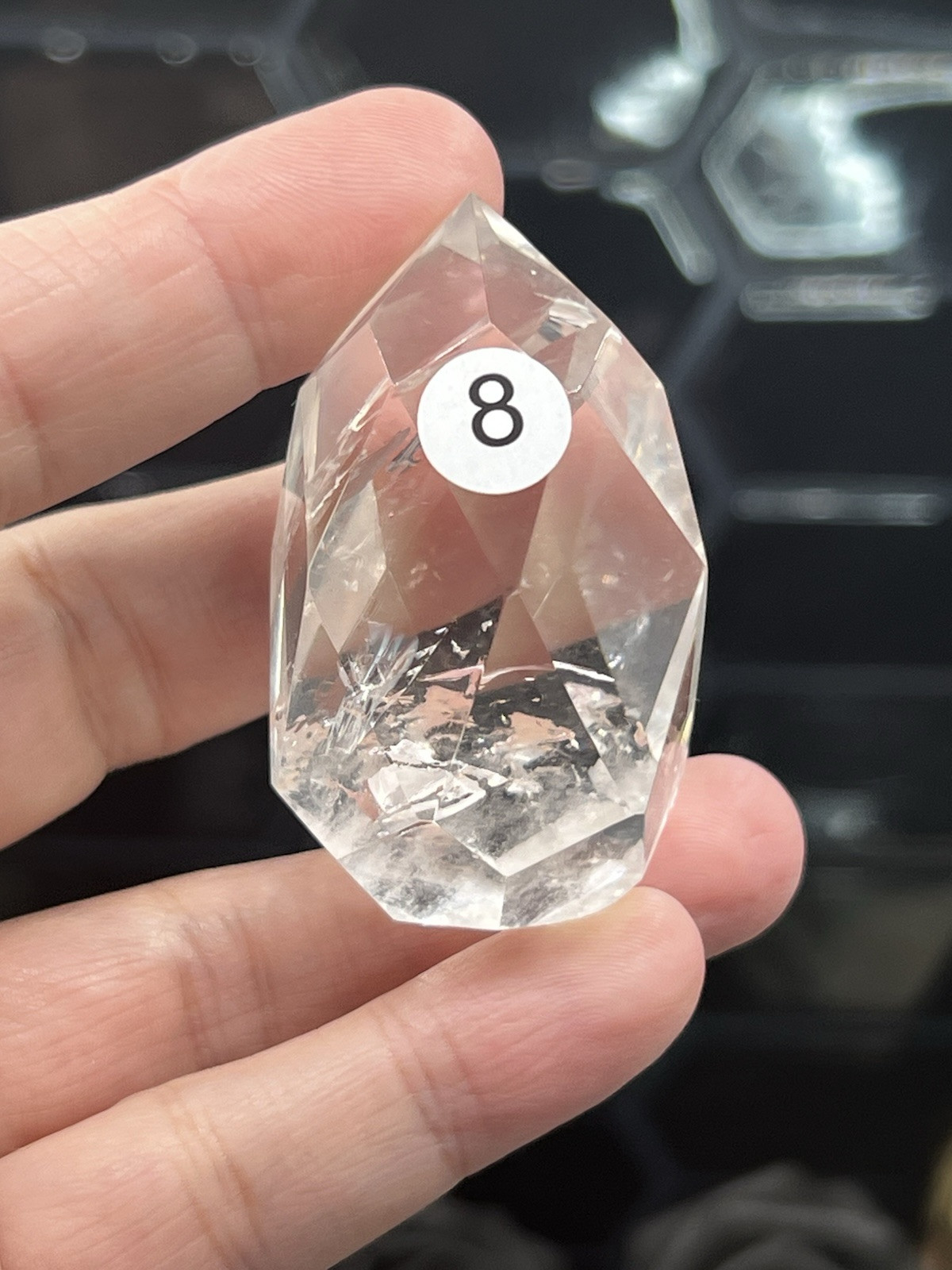 Natural Clear Quartz Faceted Egg HQ Self standing L@@K Free ship & Gift