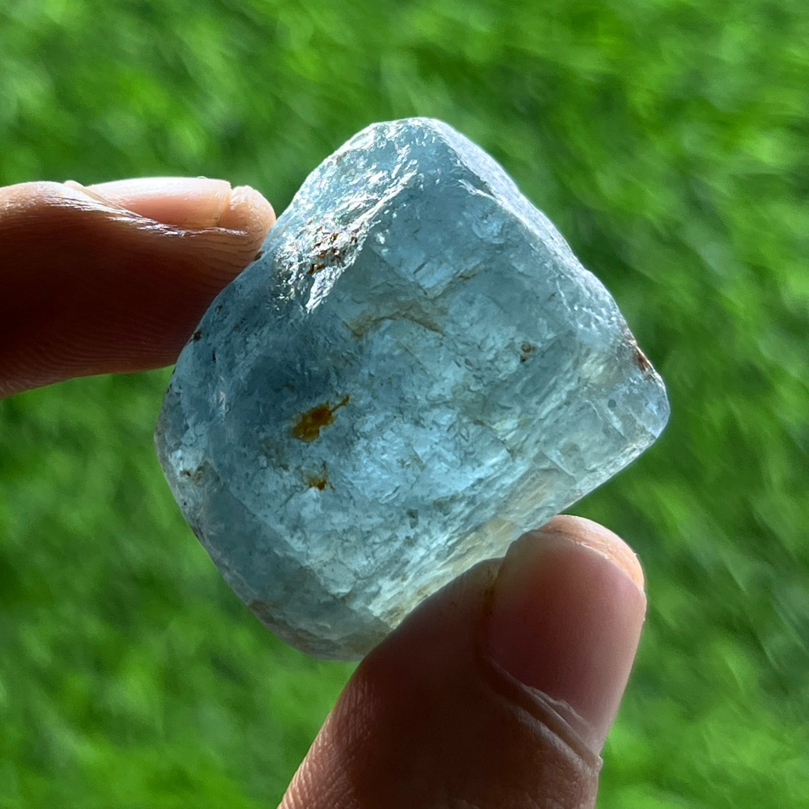 Rare Deep Blue Aquamarine Rough Nugget 111 Ct 28×25 mm, South Africa, Unheated
