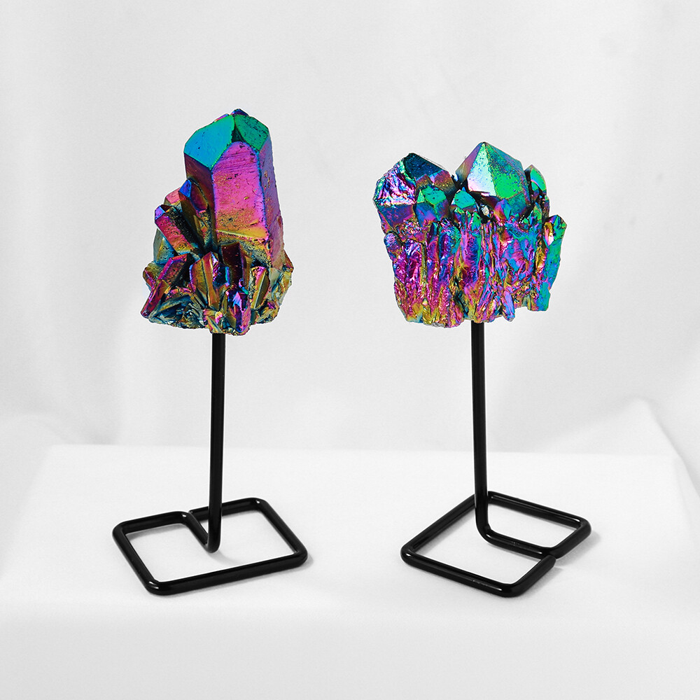 Electroplating Colorful Rainbow Crystal Clusters Mineral Specimen Healing Decor