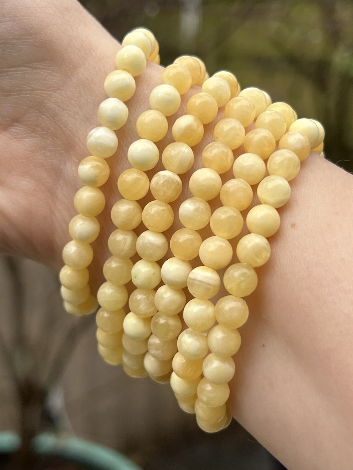 Orange Calcite Beaded Bracelet 6mm